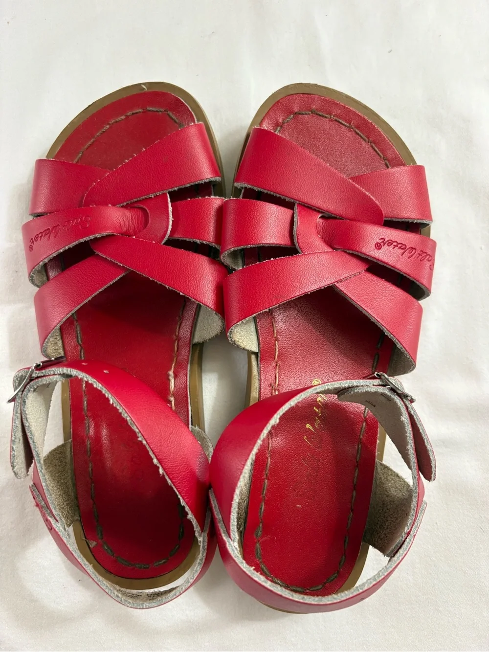 Salt Water Sandals The Original Kids Red Leather Flat Sandals Size 1